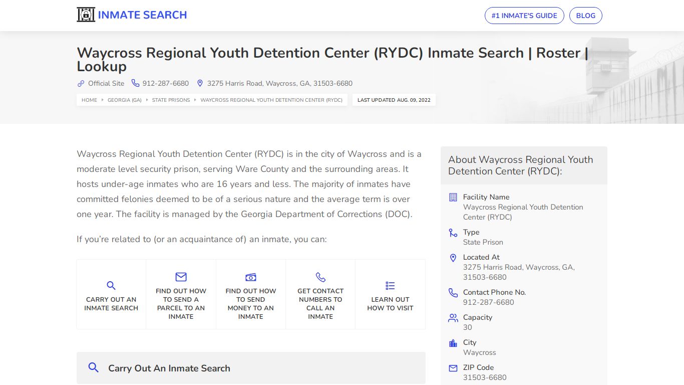 Waycross Regional Youth Detention Center (RYDC) Inmate ...