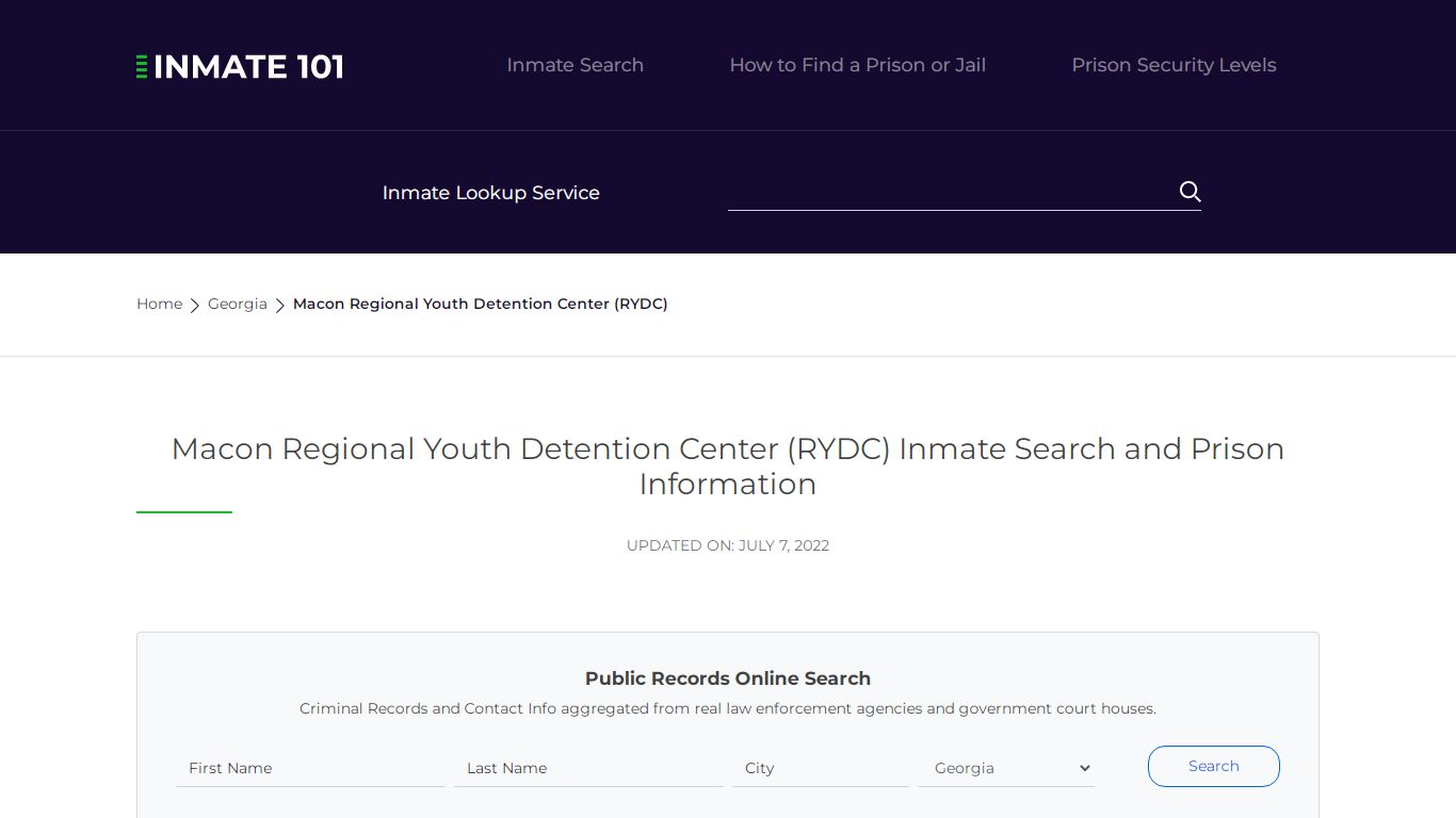 Macon Regional Youth Detention Center (RYDC) Inmate Search ...
