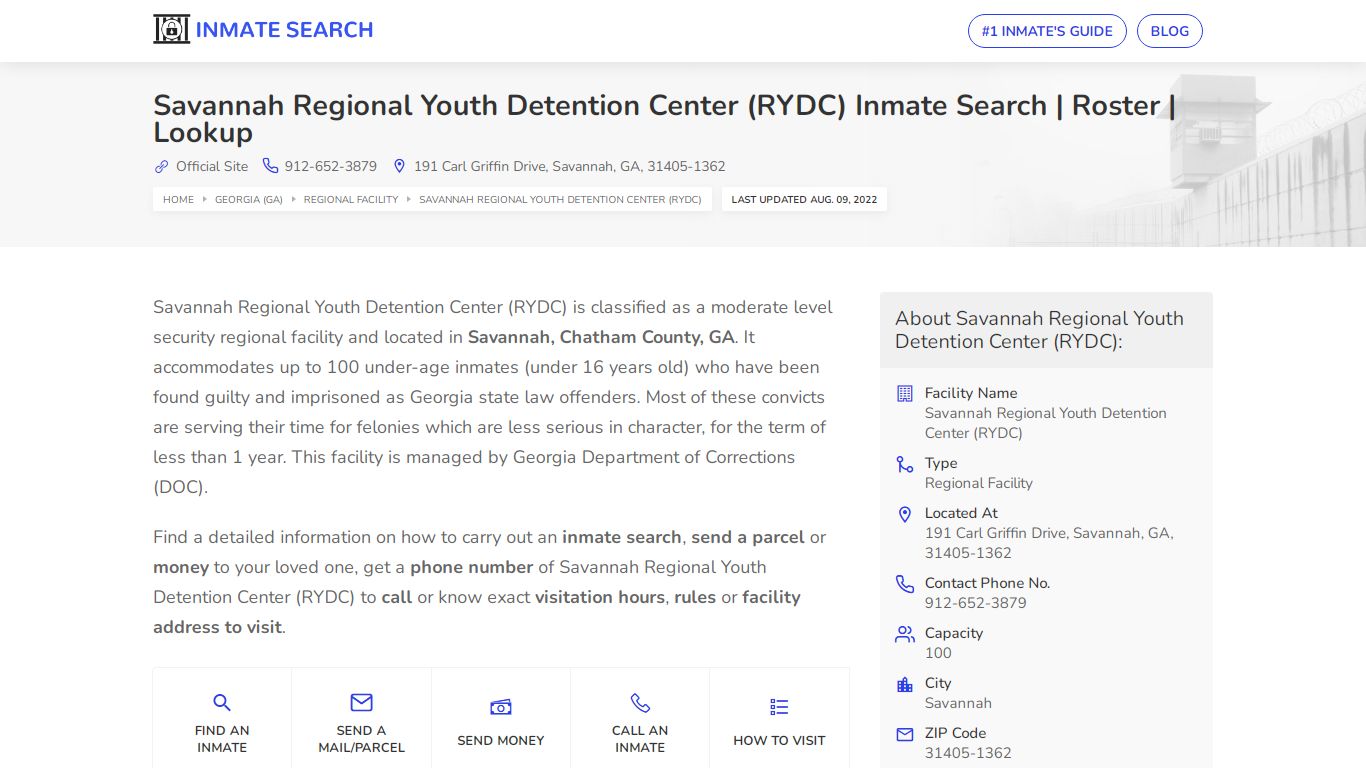 Savannah Regional Youth Detention Center (RYDC) Inmate ...